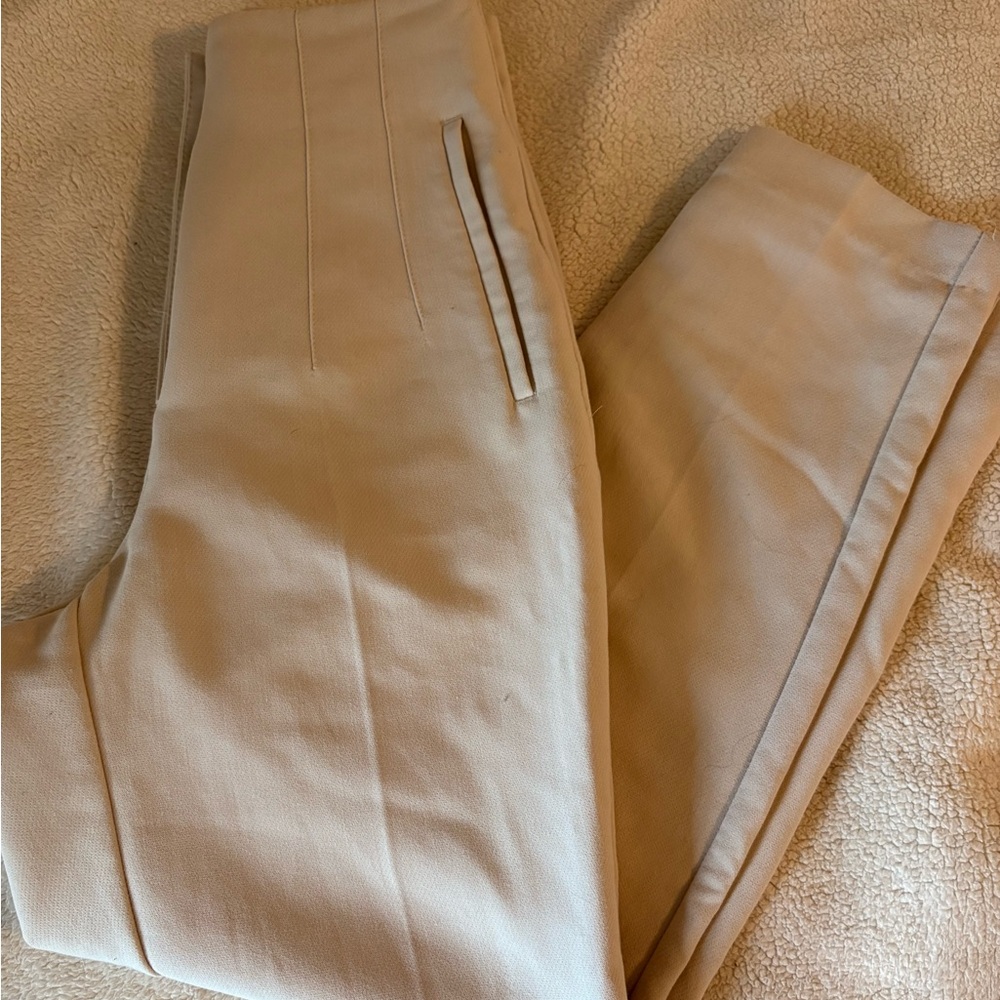 Zara Cream High-Waisted Trousers